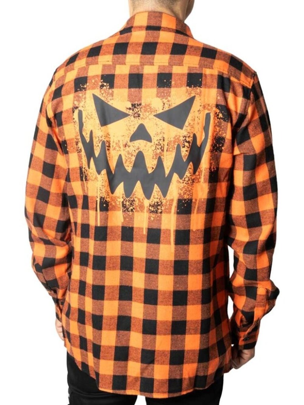 NWT Kreepsville Orange Black Flannel Button Up Shirt Jackolantern S-4XL